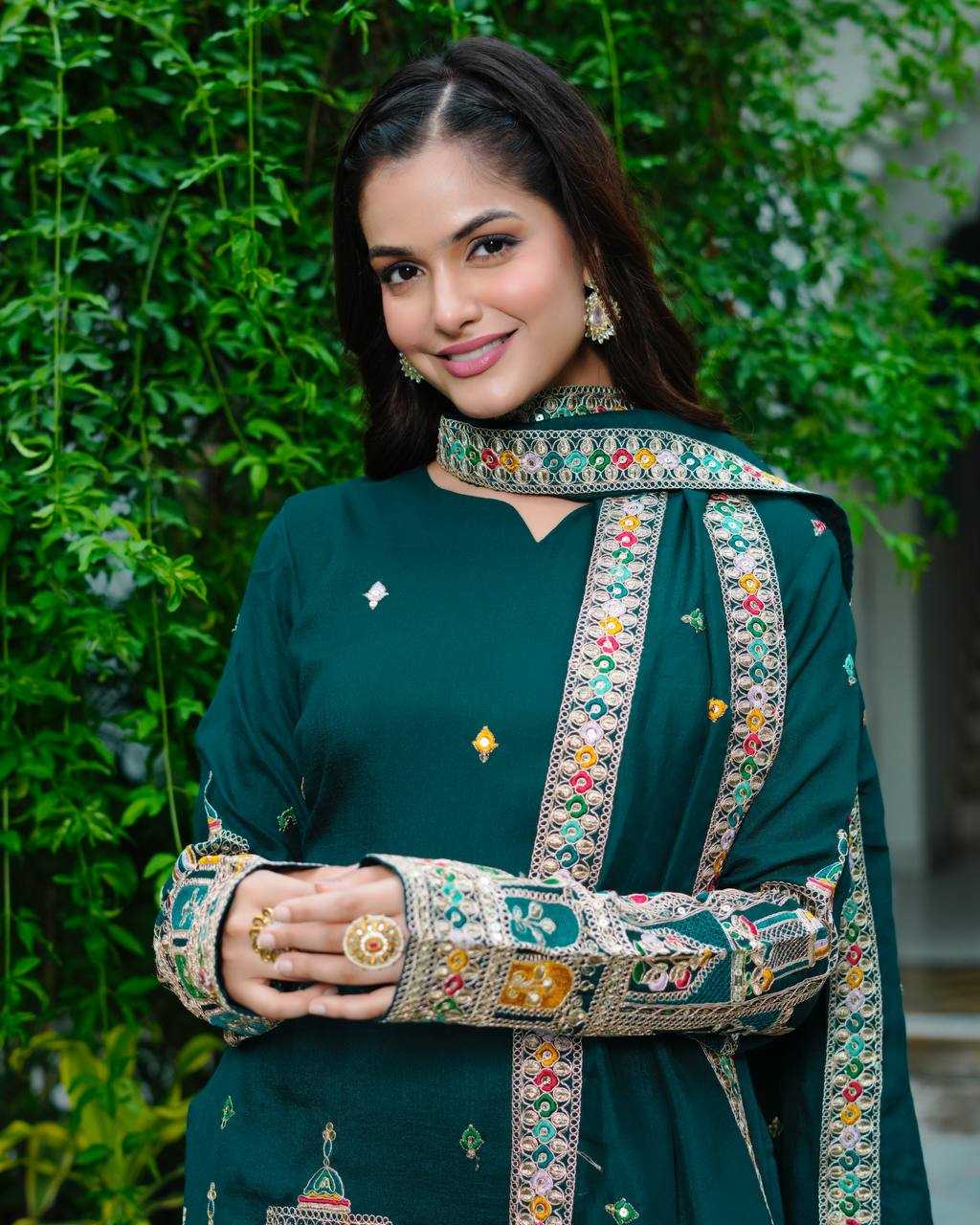 Ynf Chinon KESH499 5285 Suits & Dresses Wholesale Embroidery Suits Ladies Silk Suit Silk Suits Manufacturer