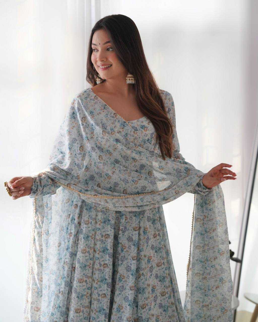 Ynf Chinon KESH504 262 Gowns Wholesale Fancy Gowns Anarkali Gown Long Gowns Manufacturer