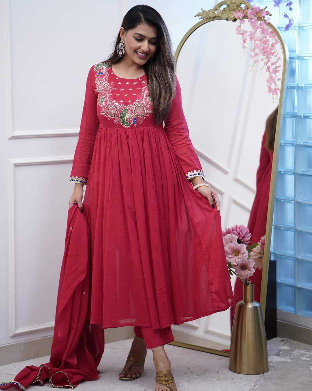 Ynf Chinon KESH545 1019 Gowns Wholesale Printed Gowns Embroidery Gowns Manufacturer