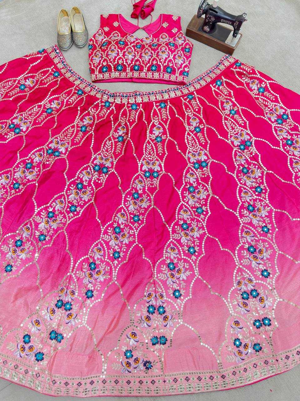 Ynf Chinon Lehengas Wholesale Fancy Lehenga Embroidered Lehenga Lehenga For Engagement Sequins Lehenga Lehenga With Cancan Manufacturer