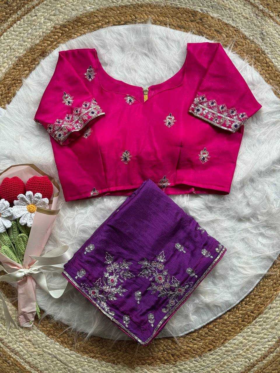 Ynf Chinon RIN105 SAHIBA Sarees Wholesale Party Wear Sarees Fancy Sarees Sequence Sarees Embroidered Sarees Zari Border Sarees Manufacturer