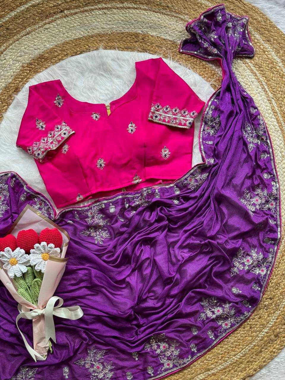 Ynf Chinon RIN105 SAHIBA Sarees Wholesale Party Wear Sarees Fancy Sarees Sequence Sarees Embroidered Sarees Zari Border Sarees Manufacturer