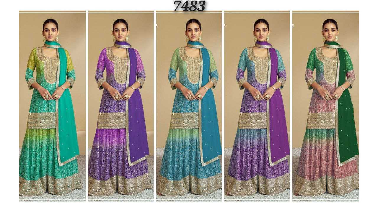 Ynf Chinon RIN131 7484 Suits & Dresses Wholesale Ladies Suits Sharara Salwar Suits Embroidery Suits Manufacturer