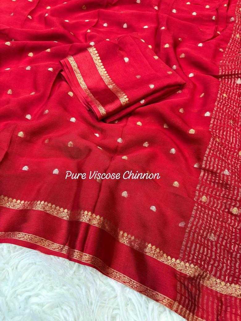 Ynf Chinon RIN195 Cinderella Chinnon Sarees Wholesale Butta Sarees Jacquard Saree Viscose Saree Manufacturer