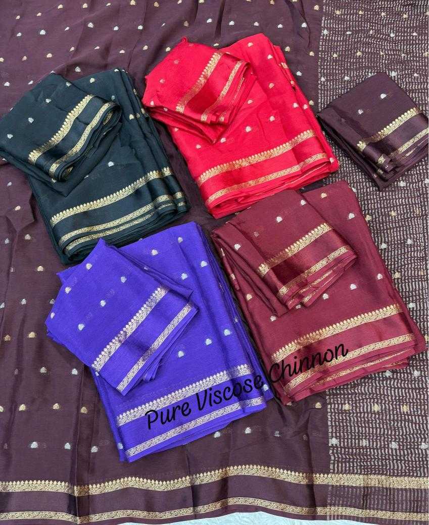 Ynf Chinon RIN195 Cinderella Chinnon Sarees Wholesale Butta Sarees Jacquard Saree Viscose Saree Manufacturer