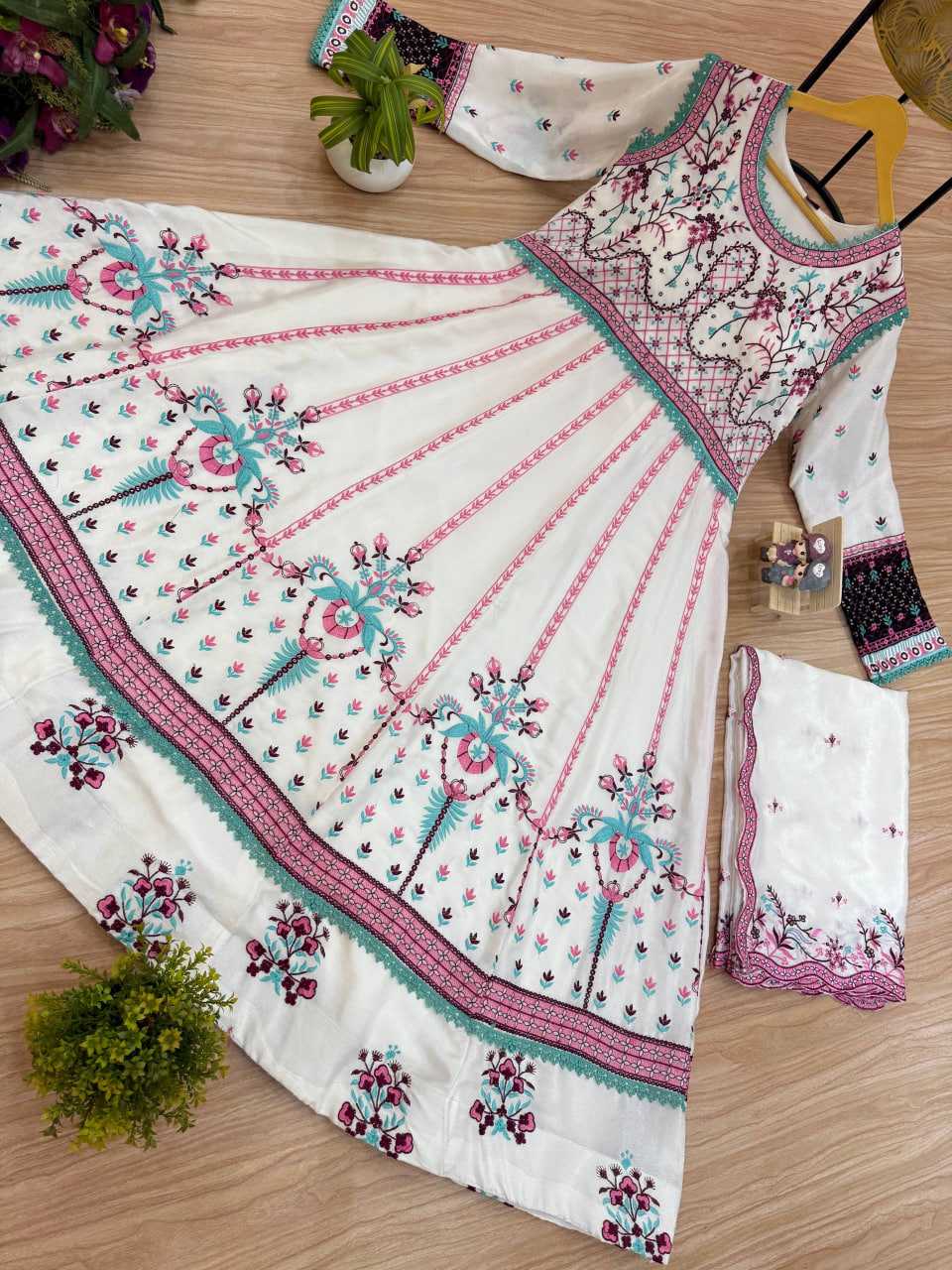 Ynf Chinon RIN215 1117 Gowns Wedding Collections Festive Collections Wholesale Embroidery Gowns Designer Gowns Gown With Dupatta Manufacturer