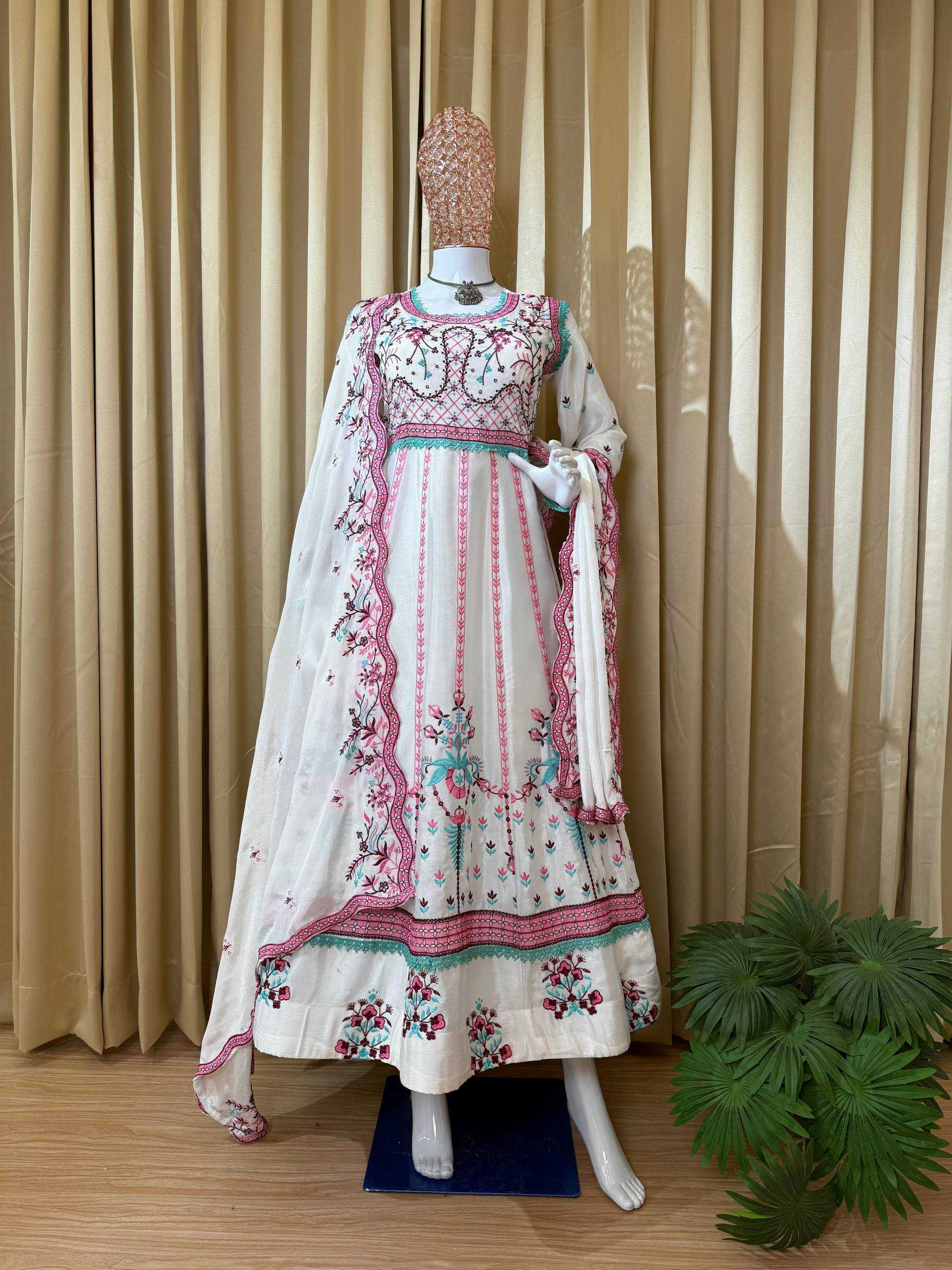 Ynf Chinon RIN215 1117 Gowns Wedding Collections Festive Collections Wholesale Embroidery Gowns Designer Gowns Gown With Dupatta Manufacturer