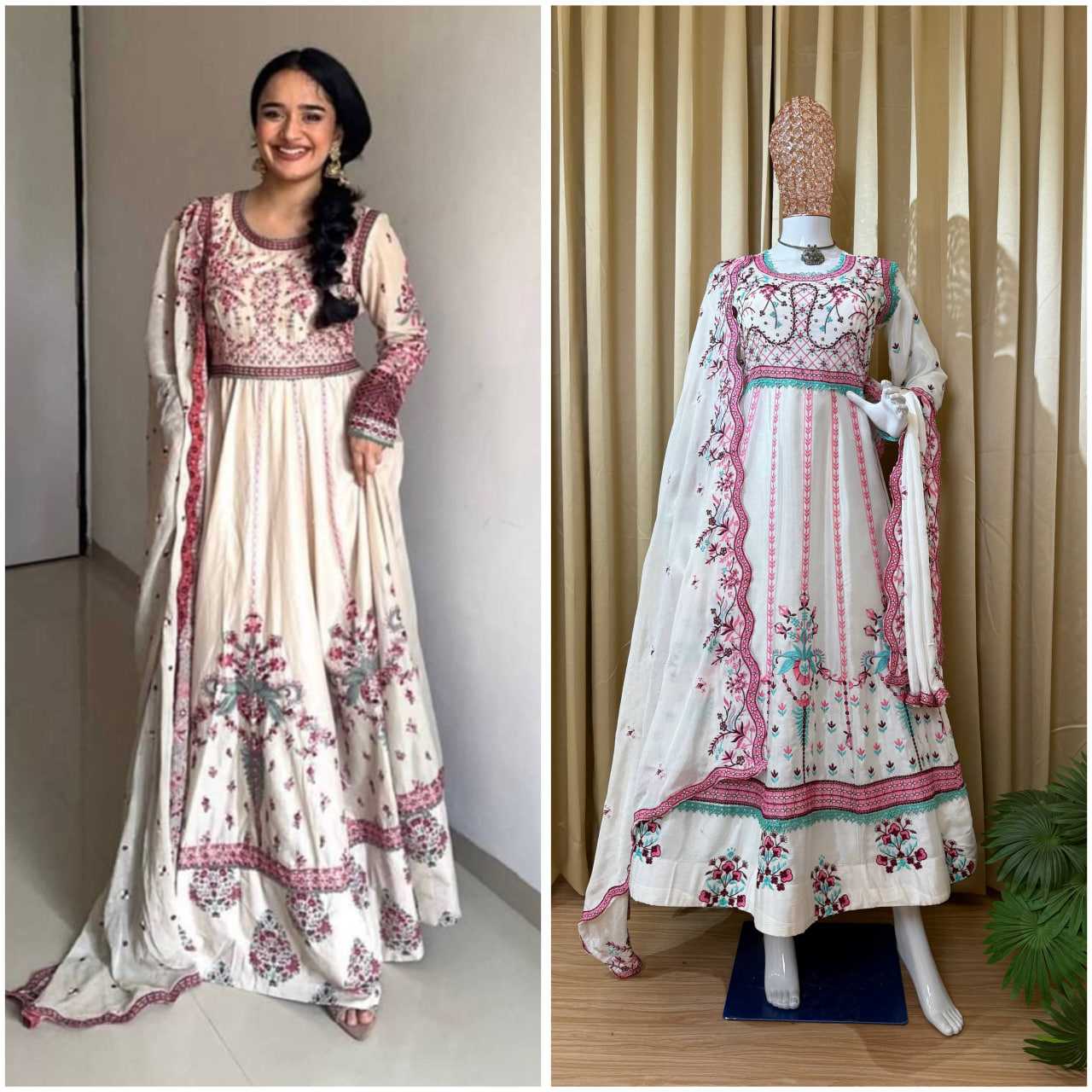Ynf Chinon RIN215 1117 Gowns Wedding Collections Festive Collections Wholesale Embroidery Gowns Designer Gowns Gown With Dupatta Manufacturer