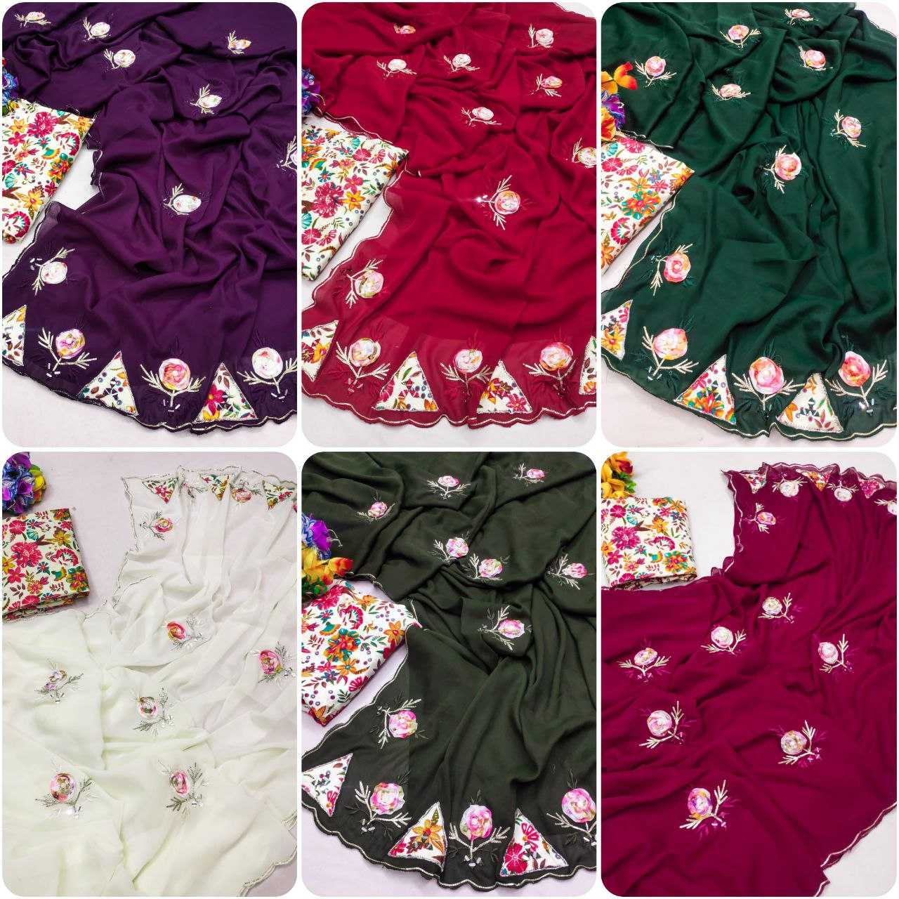Ynf Chinon RIN216 kritika Sarees Wholesale Party Wear Sarees Fancy Sarees Hand Work Sarees Manufacturer