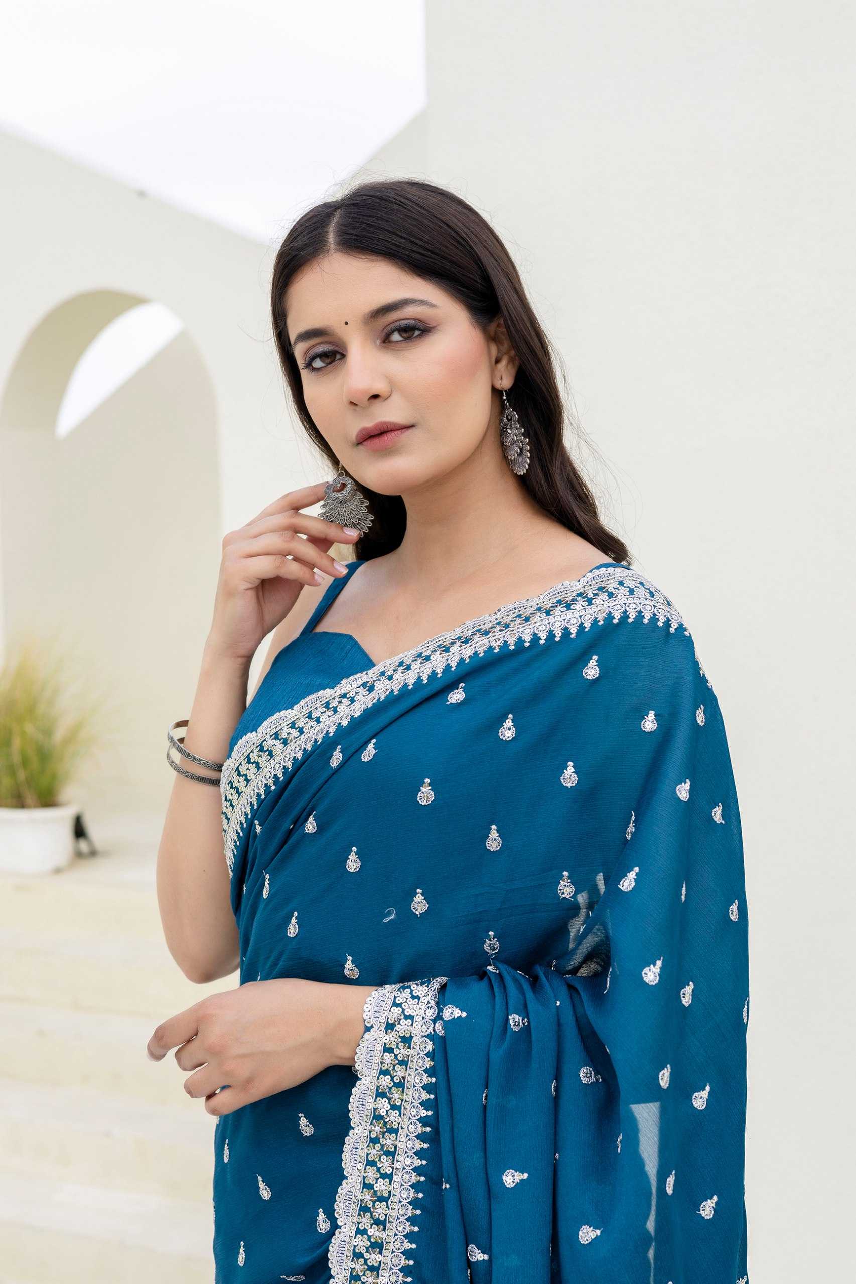 Ynf Chinon RIN228 193 Sarees Wedding Collections Festive Collections Wholesale Sequin Sarees Zari Sarees Sarees With Blouse Manufacturer