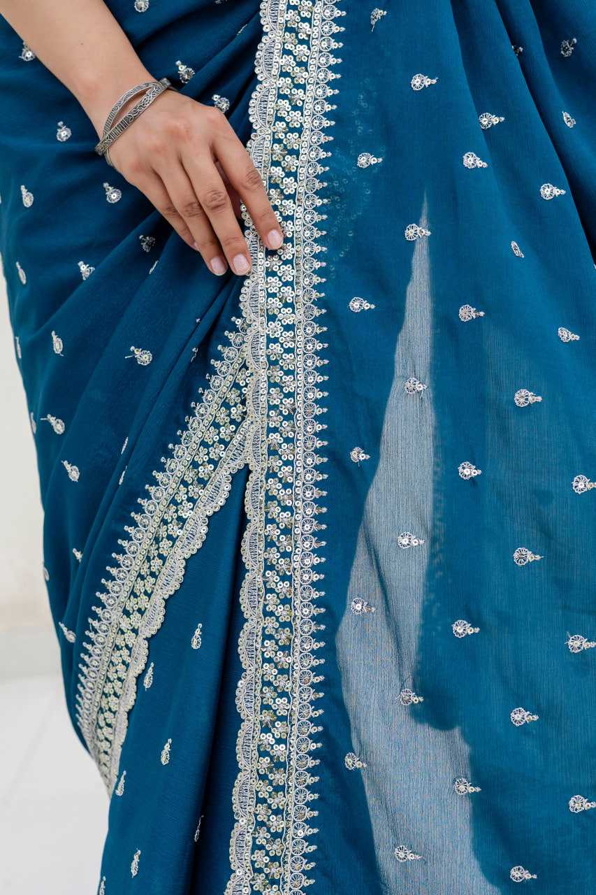 Ynf Chinon RIN228 193 Sarees Wedding Collections Festive Collections Wholesale Sequin Sarees Zari Sarees Sarees With Blouse Manufacturer