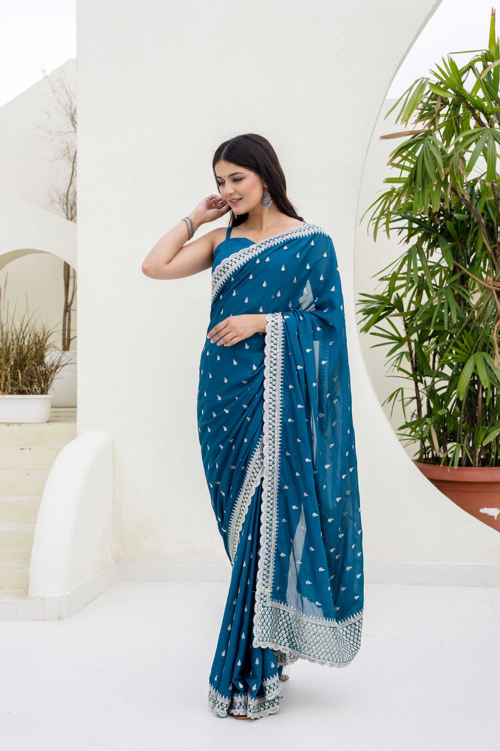 Ynf Chinon RIN228 193 Sarees Wedding Collections Festive Collections Wholesale Sequin Sarees Zari Sarees Sarees With Blouse Manufacturer