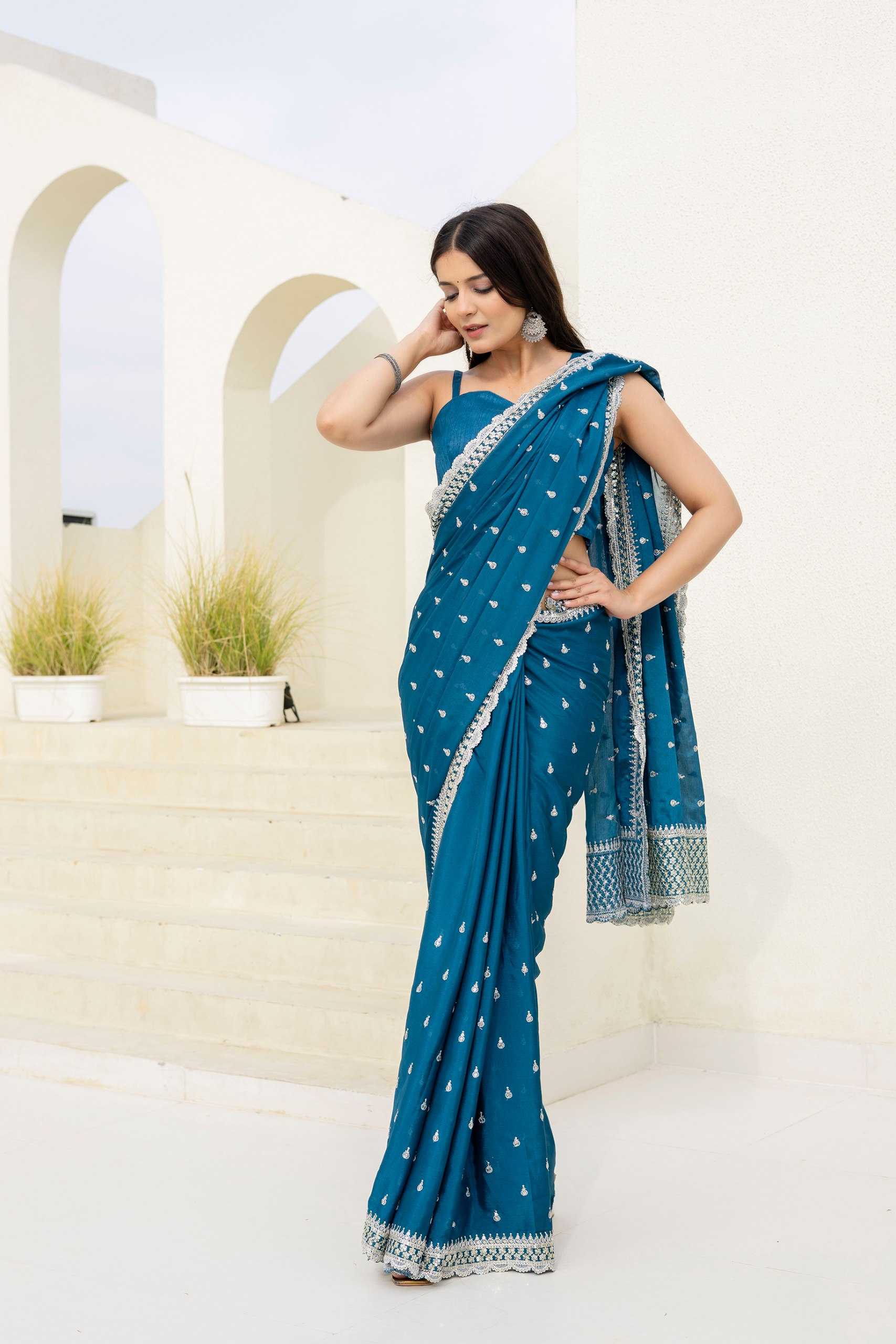 Ynf Chinon RIN228 193 Sarees Wedding Collections Festive Collections Wholesale Sequin Sarees Zari Sarees Sarees With Blouse Manufacturer