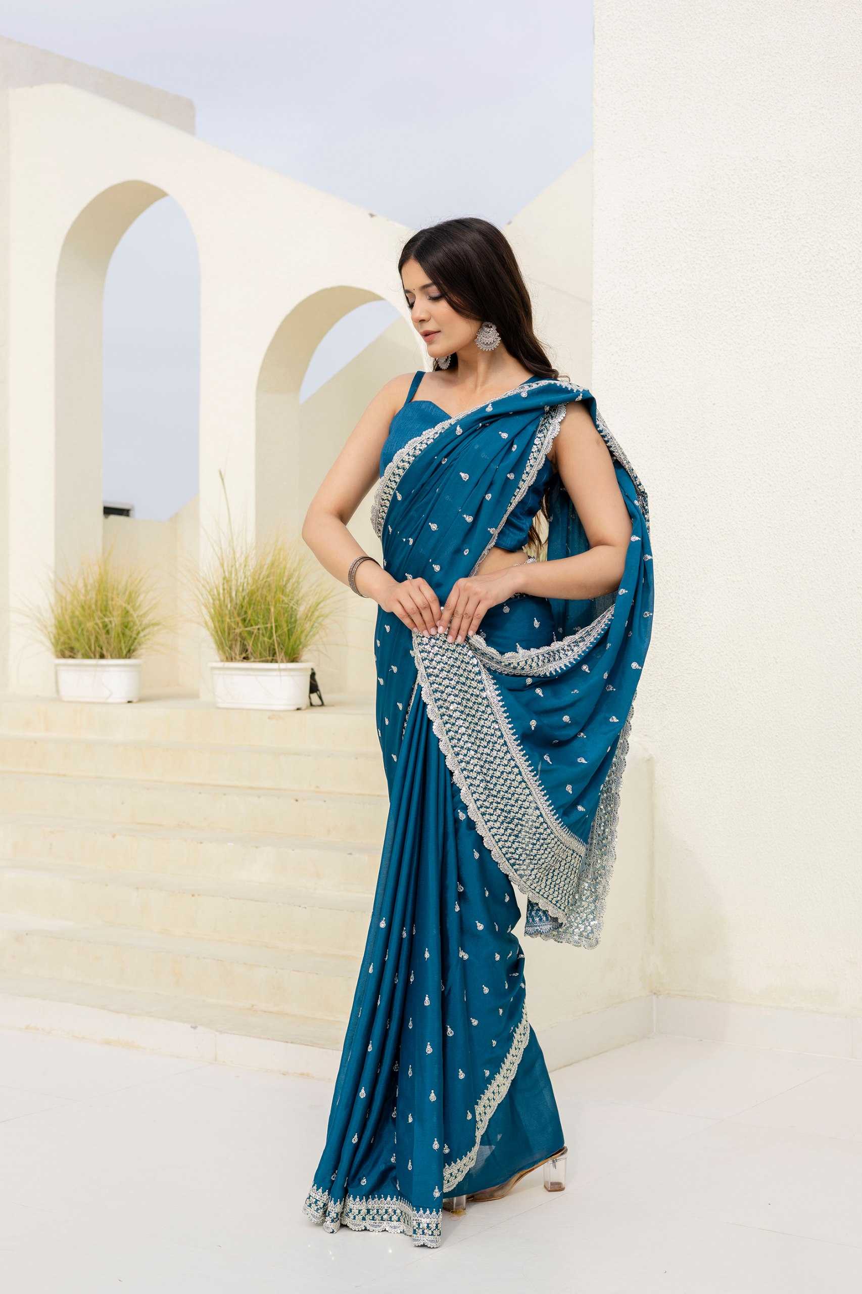 Ynf Chinon RIN228 193 Sarees Wedding Collections Festive Collections Wholesale Sequin Sarees Zari Sarees Sarees With Blouse Manufacturer