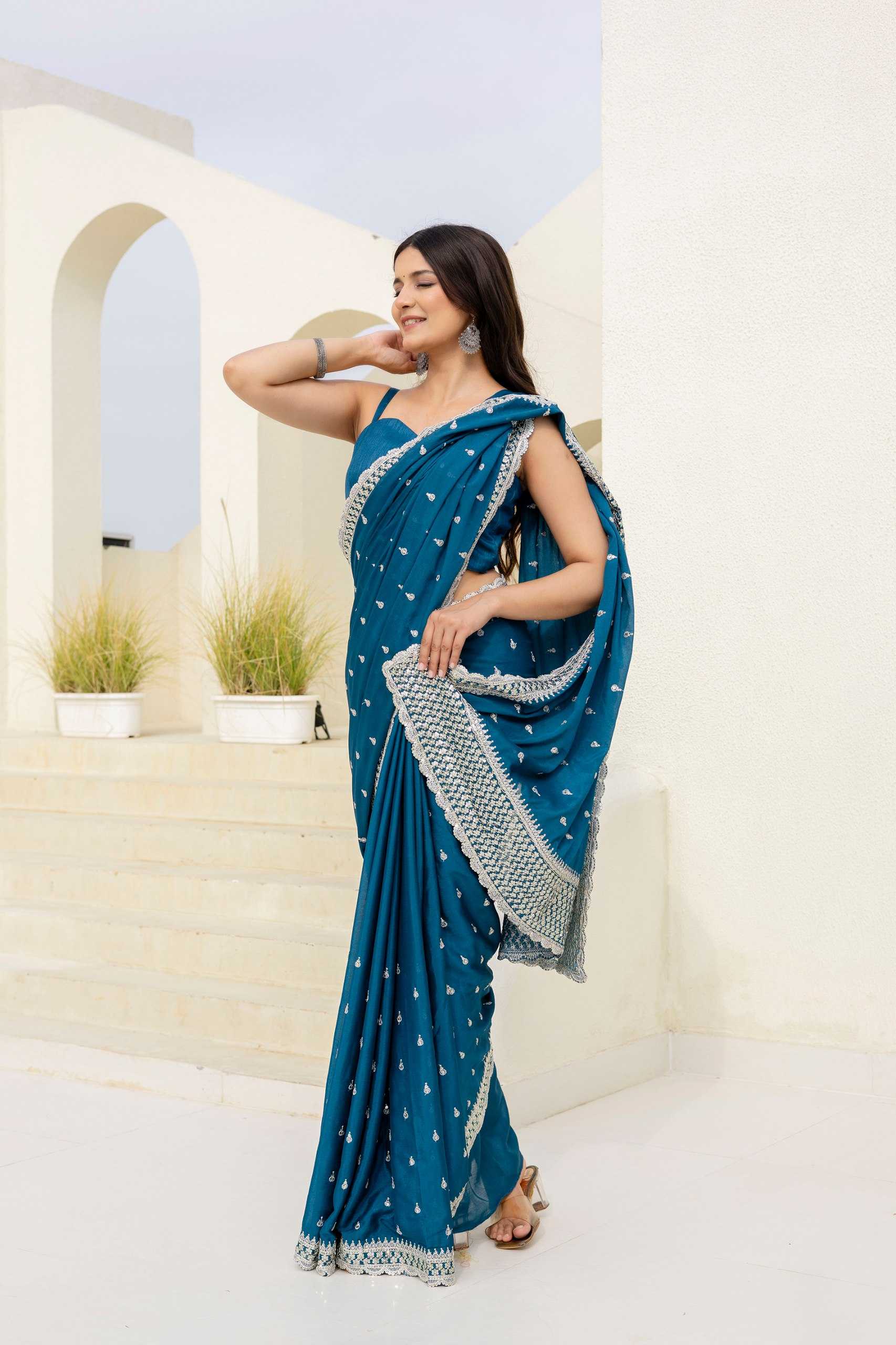 Ynf Chinon RIN228 193 Sarees Wedding Collections Festive Collections Wholesale Sequin Sarees Zari Sarees Sarees With Blouse Manufacturer