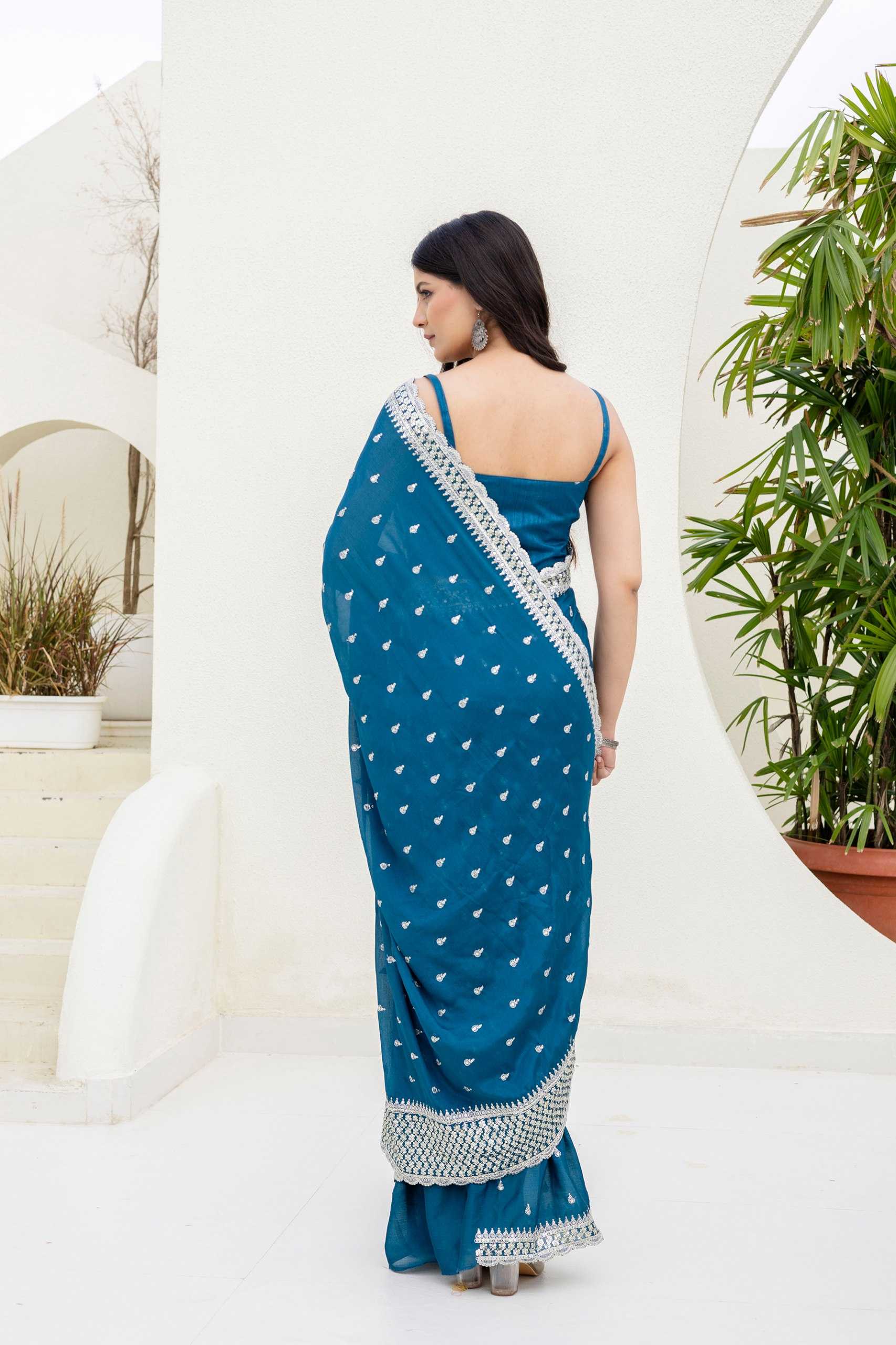 Ynf Chinon RIN228 193 Sarees Wedding Collections Festive Collections Wholesale Sequin Sarees Zari Sarees Sarees With Blouse Manufacturer