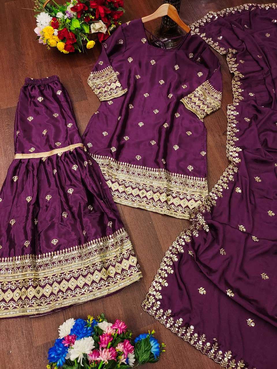 Ynf Chinon RIN232 10 Suits & Dresses Wholesale Sharara Salwar Suits Embroidery Suits Party wear suits Manufacturer