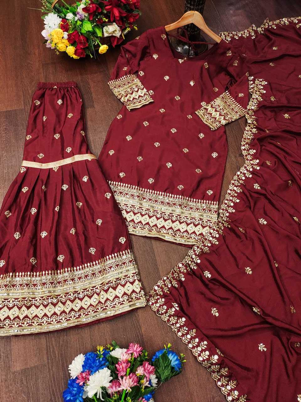 Ynf Chinon RIN232 10 Suits & Dresses Wholesale Sharara Salwar Suits Embroidery Suits Party wear suits Manufacturer