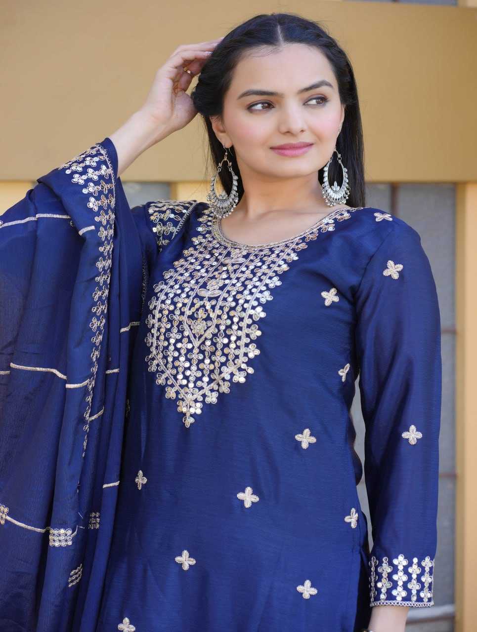 Ynf Chinon RIN232 34 Suits & Dresses Wholesale Embroidery Suits Ladies Silk Suit Party wear suits Manufacturer
