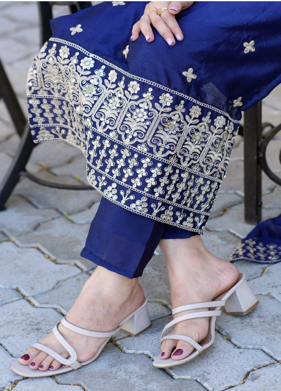 Ynf Chinon RIN232 34 Suits & Dresses Wholesale Embroidery Suits Ladies Silk Suit Party wear suits Manufacturer