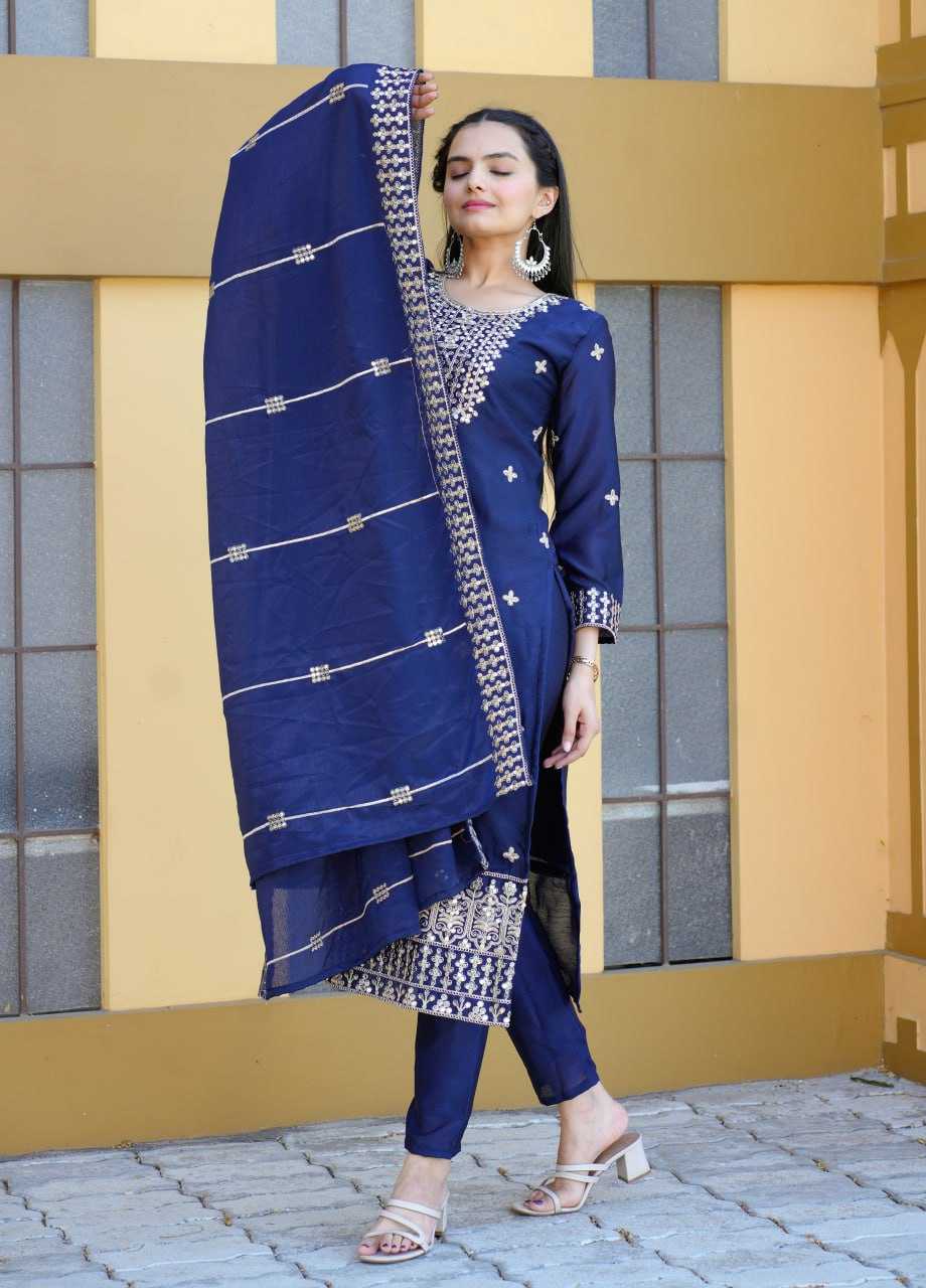 Ynf Chinon RIN232 34 Suits & Dresses Wholesale Embroidery Suits Ladies Silk Suit Party wear suits Manufacturer