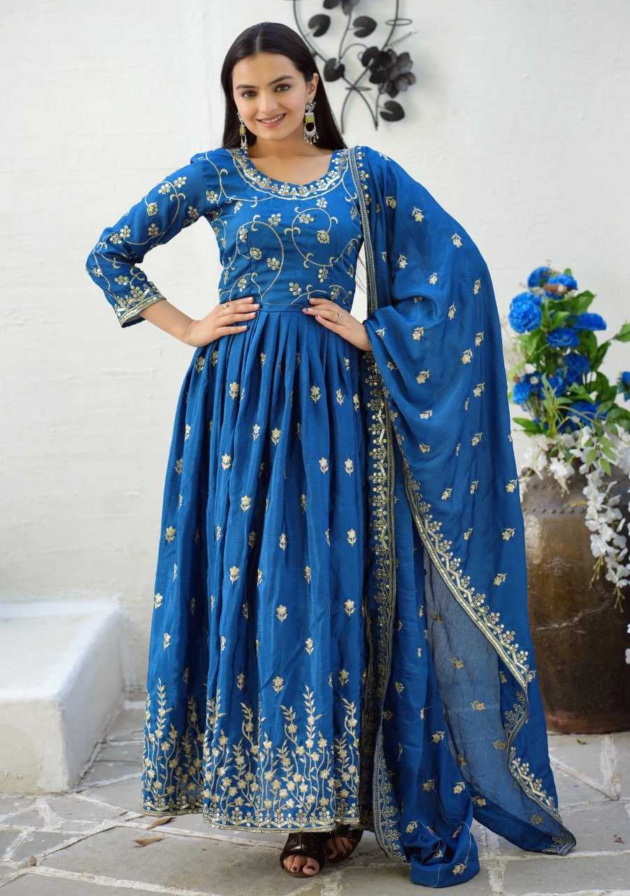 Ynf Chinon RIN232 39 Gowns Wedding Collections Festive Collections Wholesale Embroidered Gown Designer Gowns Gown With Dupatta Manufacturer