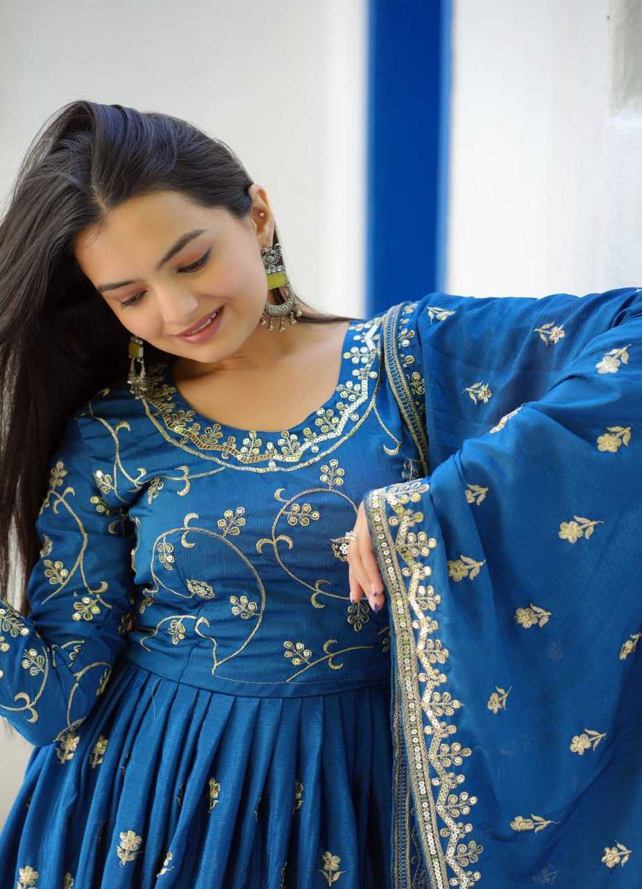 Ynf Chinon RIN232 39 Gowns Wedding Collections Festive Collections Wholesale Embroidered Gown Designer Gowns Gown With Dupatta Manufacturer