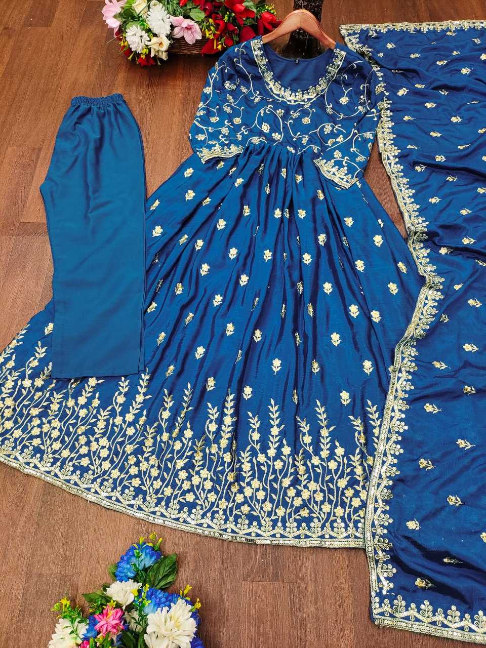 Ynf Chinon RIN232 39 Gowns Wedding Collections Festive Collections Wholesale Embroidered Gown Designer Gowns Gown With Dupatta Manufacturer