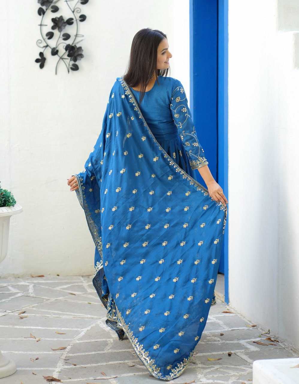Ynf Chinon RIN232 39 Gowns Wedding Collections Festive Collections Wholesale Embroidered Gown Designer Gowns Gown With Dupatta Manufacturer