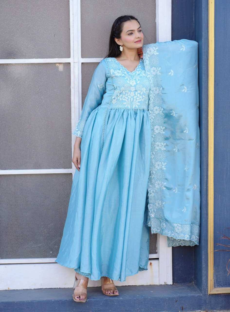 Ynf Chinon RIN232 40 Gowns Wedding Collections Festive Collections Wholesale Embroidered Gown Designer Gowns Gown With Dupatta Manufacturer