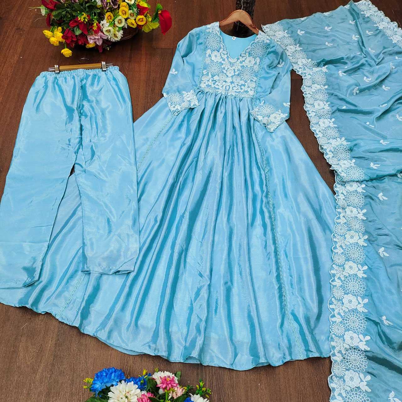 Ynf Chinon RIN232 40 Gowns Wedding Collections Festive Collections Wholesale Embroidered Gown Designer Gowns Gown With Dupatta Manufacturer