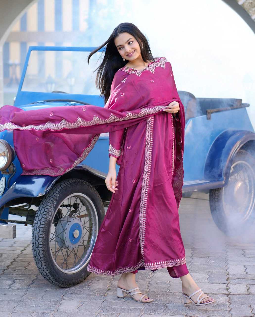 Ynf Chinon RIN232 41 Gowns Wedding Collections Festive Collections Wholesale Embroidered Gown Designer Gowns Gown With Dupatta Manufacturer