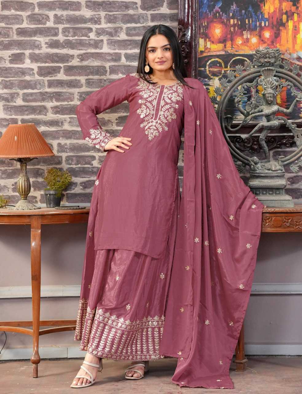 Ynf Chinon RIN232 42 Suits & Dresses Wedding Collections Festive Collections Wholesale Sharara Salwar Suits Embroidered Suits Wedding Outfits Manufacturer