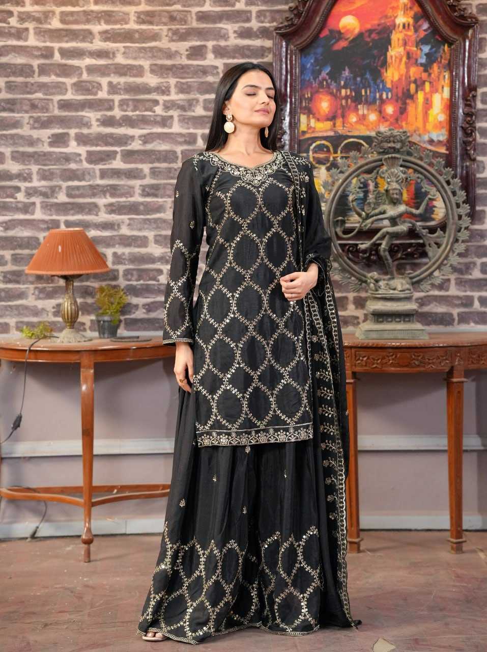Ynf Chinon RIN232 52 Suits & Dresses Wedding Collections Festive Collections Wholesale Sharara Salwar Suits Designer Suits Embroidered Suits Manufacturer