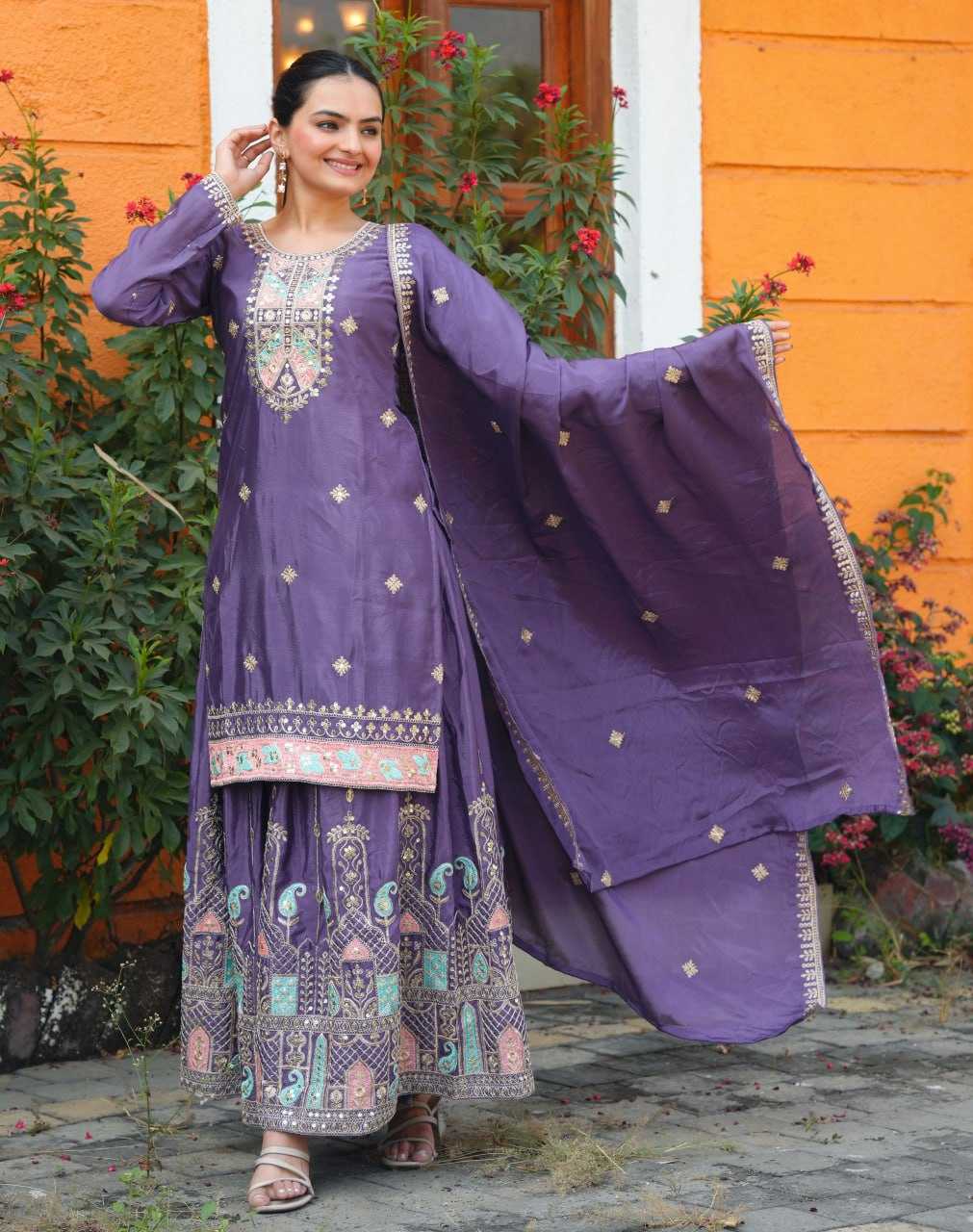 Ynf Chinon RIN232 53 Suits & Dresses Wedding Collections Festive Collections Wholesale Sharara Salwar Suits Designer Suits Embroidered Suits Manufacturer
