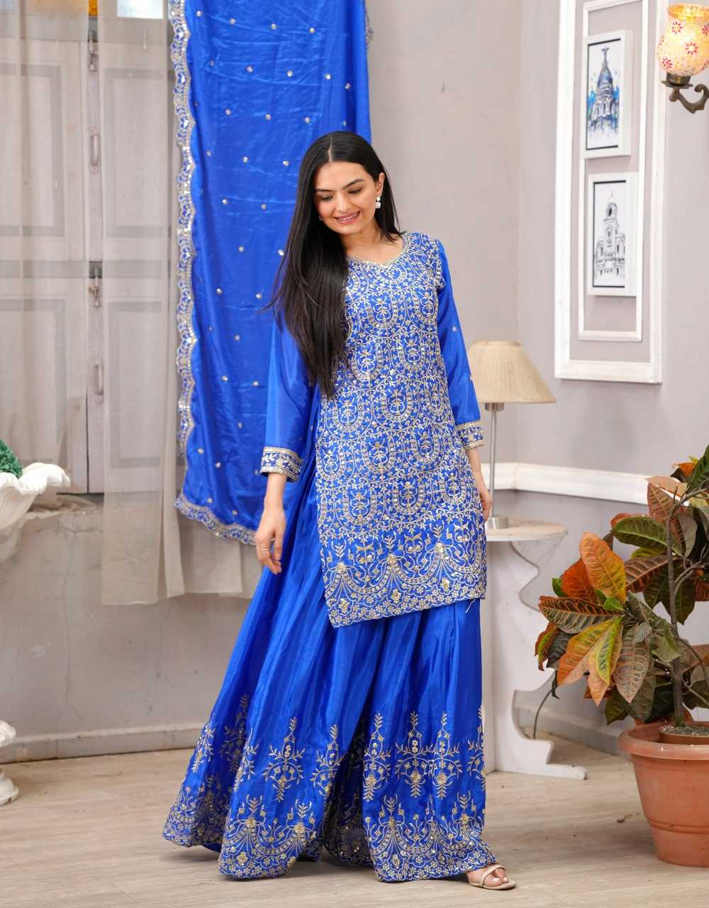 Ynf Chinon RIN232 55 Suits & Dresses Wedding Collections Festive Collections Wholesale Sharara Salwar Suits Designer Suits Embroidered Suits Manufacturer
