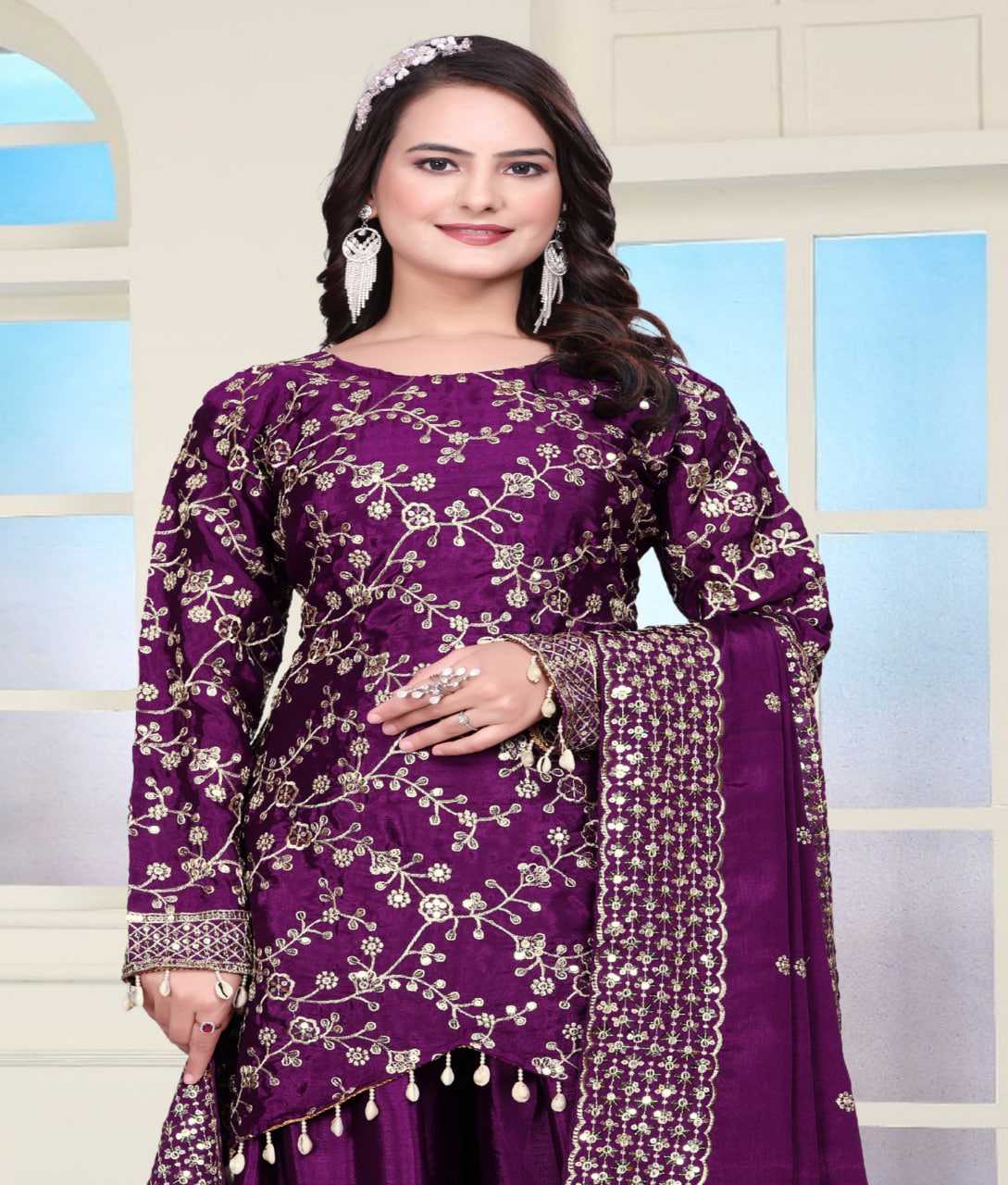 Ynf Chinon RIN232 56 Suits & Dresses Wedding Collections Festive Collections Wholesale Sharara Salwar Suits Designer Suits Embroidered Suits Manufacturer