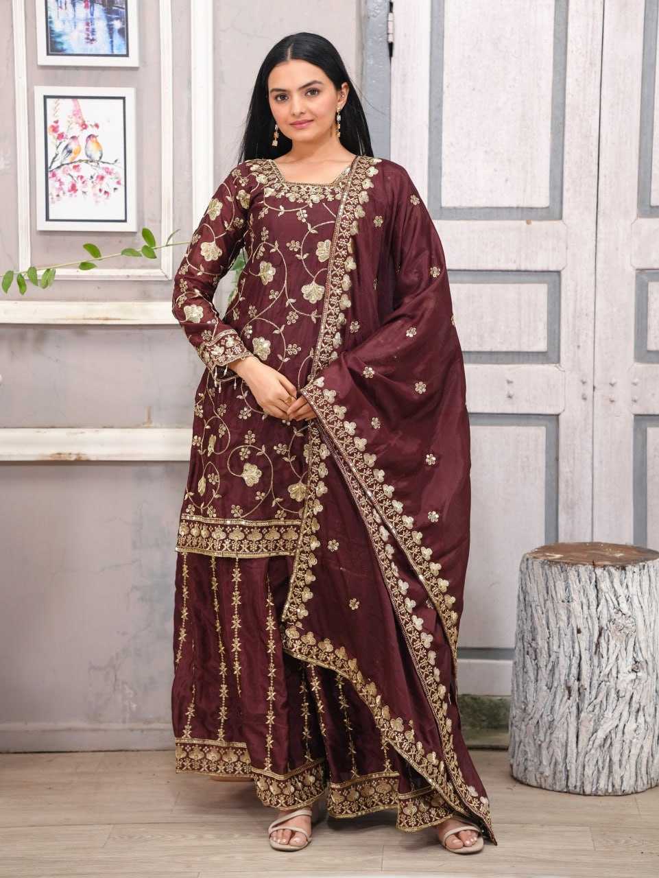 Ynf Chinon RIN232 57 Suits & Dresses Wedding Collections Festive Collections Wholesale Sharara Salwar Suits Designer Suits Embroidered Suits Manufacturer