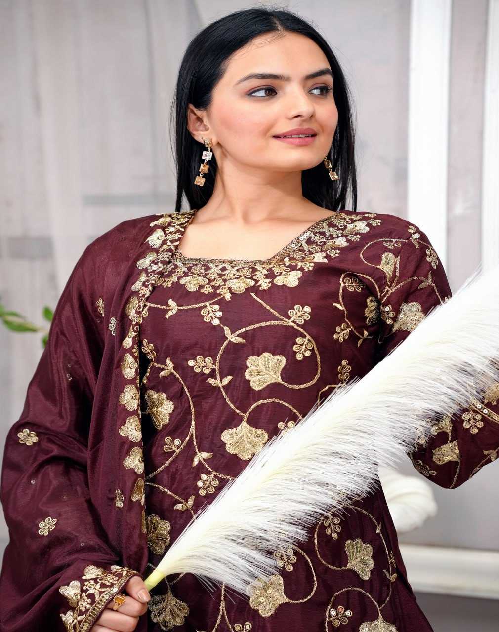 Ynf Chinon RIN232 57 Suits & Dresses Wedding Collections Festive Collections Wholesale Sharara Salwar Suits Designer Suits Embroidered Suits Manufacturer