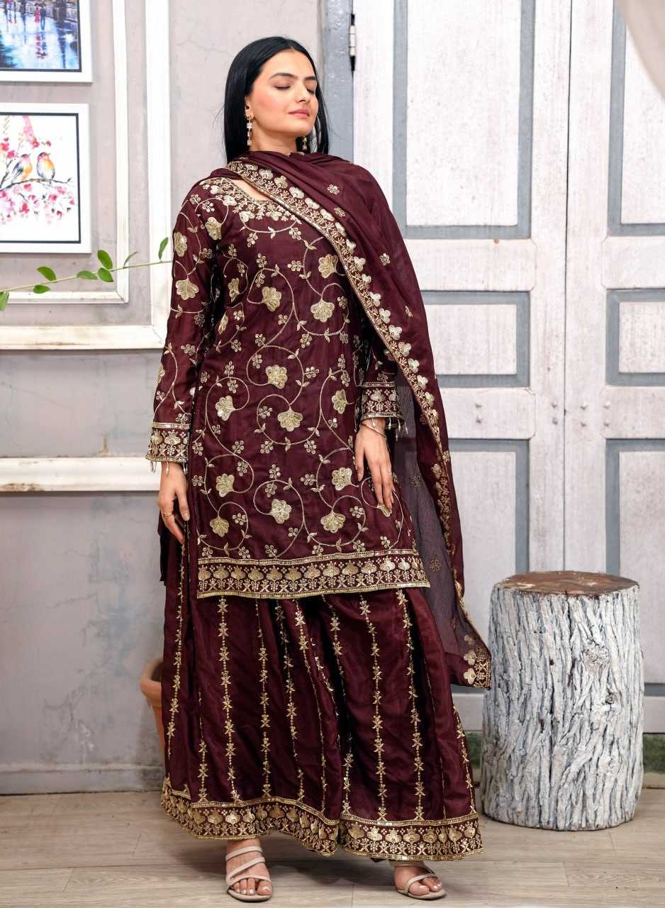 Ynf Chinon RIN232 57 Suits & Dresses Wedding Collections Festive Collections Wholesale Sharara Salwar Suits Designer Suits Embroidered Suits Manufacturer