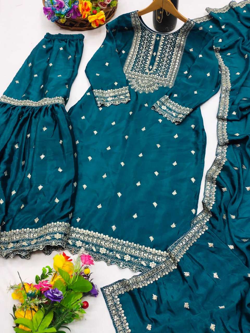 Ynf Chinon RIN232 61 Suits & Dresses Wedding Collections Festive Collections Wholesale Sharara Salwar Suits Designer Suits Embroidered Suits Manufacturer