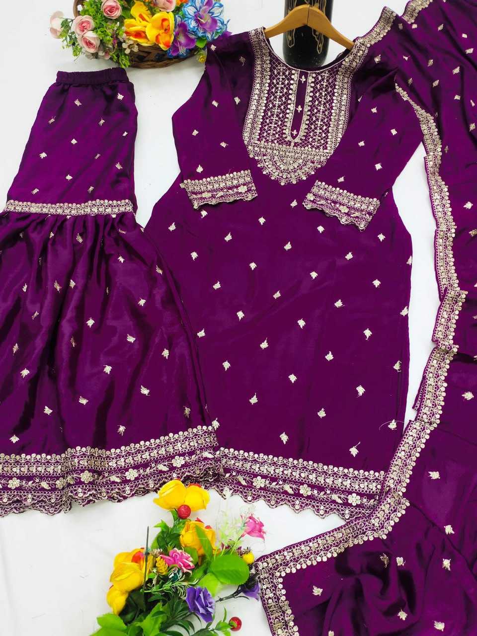 Ynf Chinon RIN232 61 Suits & Dresses Wedding Collections Festive Collections Wholesale Sharara Salwar Suits Designer Suits Embroidered Suits Manufacturer