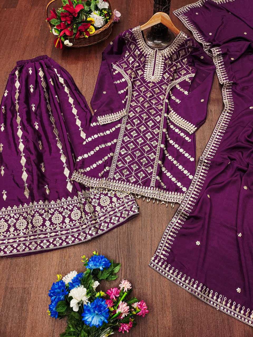 Ynf Chinon RIN232 70 Suits & Dresses Wedding Collections Festive Collections Wholesale Sharara Salwar Suits Designer Suits Embroidered Suits Manufacturer