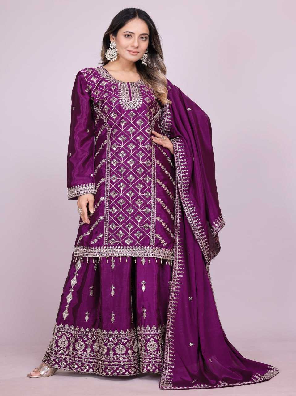 Ynf Chinon RIN232 70 Suits & Dresses Wedding Collections Festive Collections Wholesale Sharara Salwar Suits Designer Suits Embroidered Suits Manufacturer