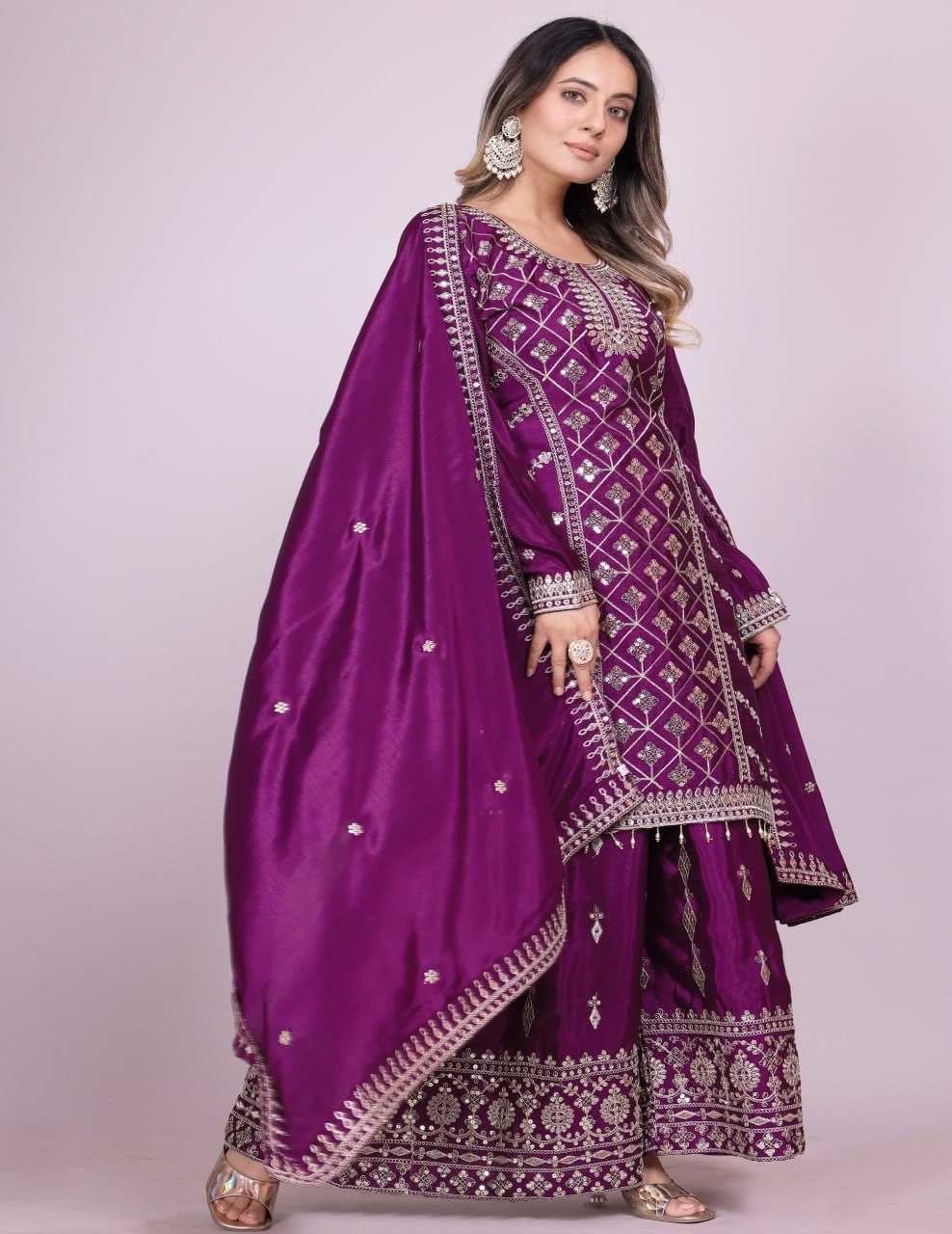 Ynf Chinon RIN232 70 Suits & Dresses Wedding Collections Festive Collections Wholesale Sharara Salwar Suits Designer Suits Embroidered Suits Manufacturer