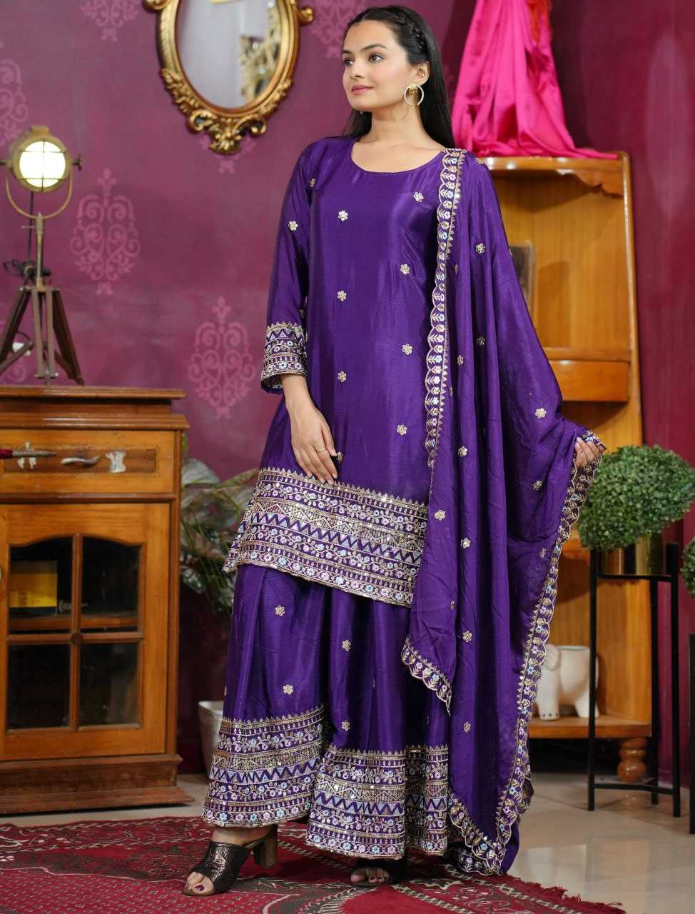 Ynf Chinon RIN232 84 Suits & Dresses Wedding Collections Festive Collections Wholesale Sharara Salwar Suits Embroidery Suits Designer Suits Manufacturer