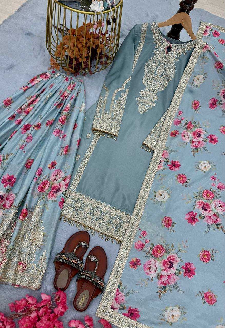 Ynf Chinon Silk KESH141 1121 Suits & Dresses Wholesale Sharara Salwar Suits Embroidery Suits Silk Suits Manufacturer