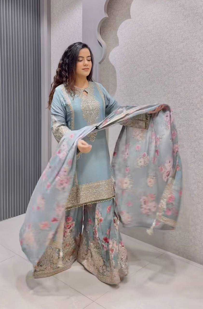 Ynf Chinon Silk KESH141 1121 Suits & Dresses Wholesale Sharara Salwar Suits Embroidery Suits Silk Suits Manufacturer