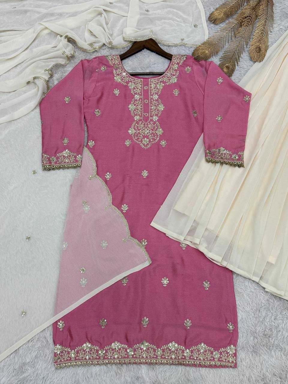 Ynf Chinon Silk KESH159 1039 Suits & Dresses Wholesale Ladies Suits Embroidery Suits Palazzo Suit Manufacturer