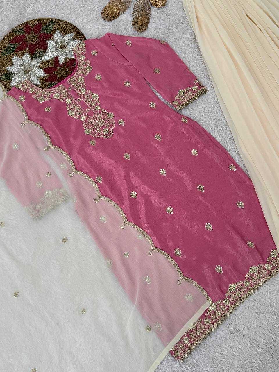 Ynf Chinon Silk KESH159 1039 Suits & Dresses Wholesale Ladies Suits Embroidery Suits Palazzo Suit Manufacturer